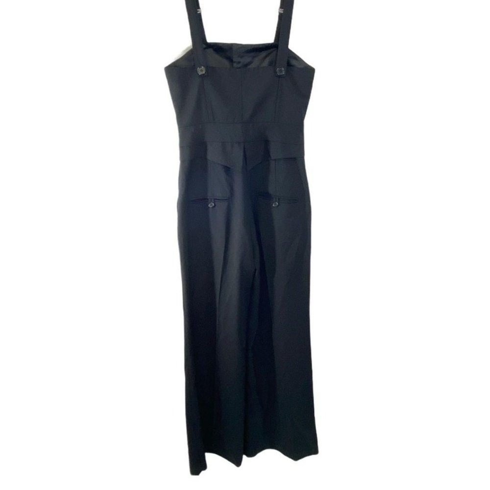 Alvin Valley‎ Womens Jumpsuite  Black 100% Wool Wide Leg Button Front Size 4/36 - Picture 3 of 11